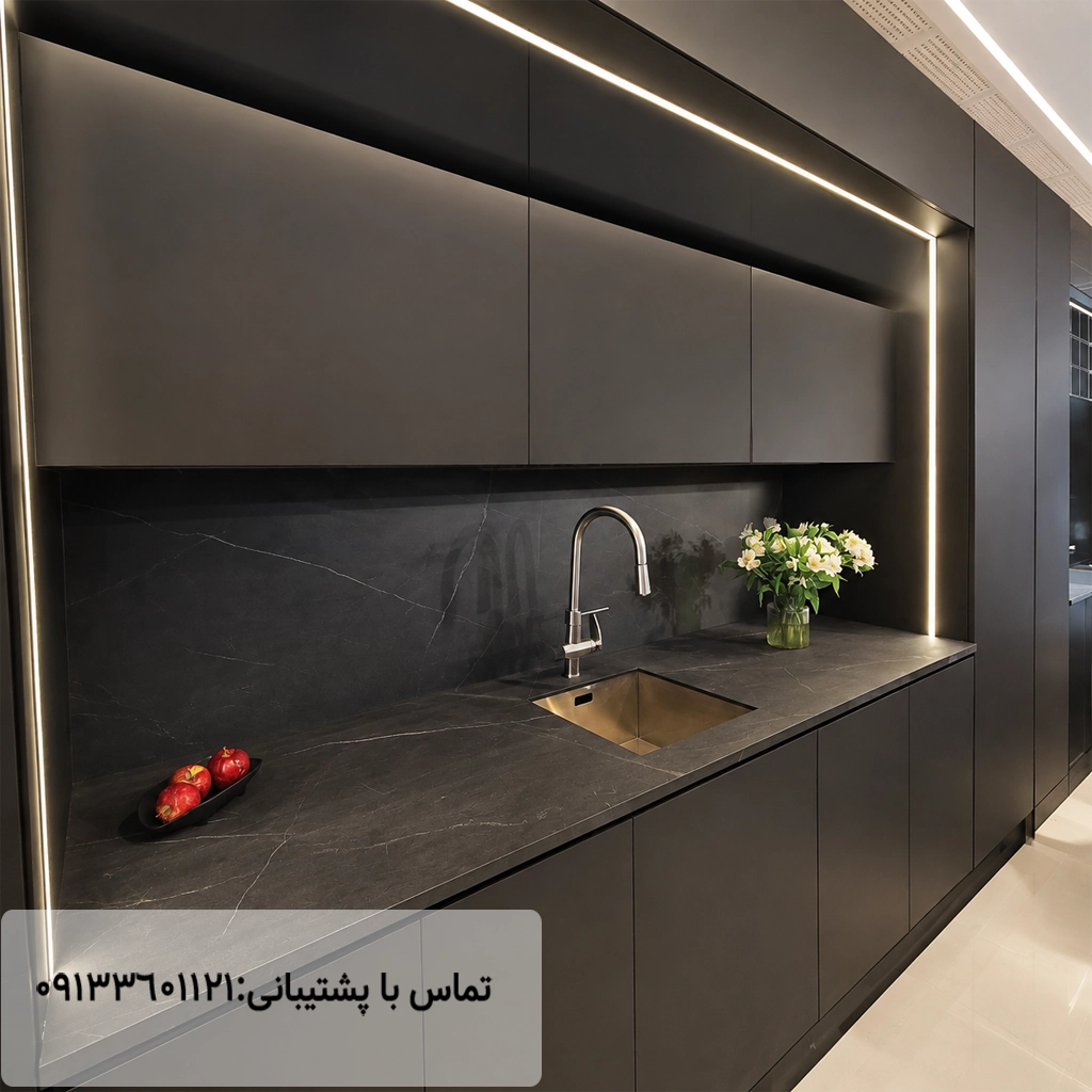 نمونه کار صفحه کابینت اس پی ال تیتانیوم مهراز استون