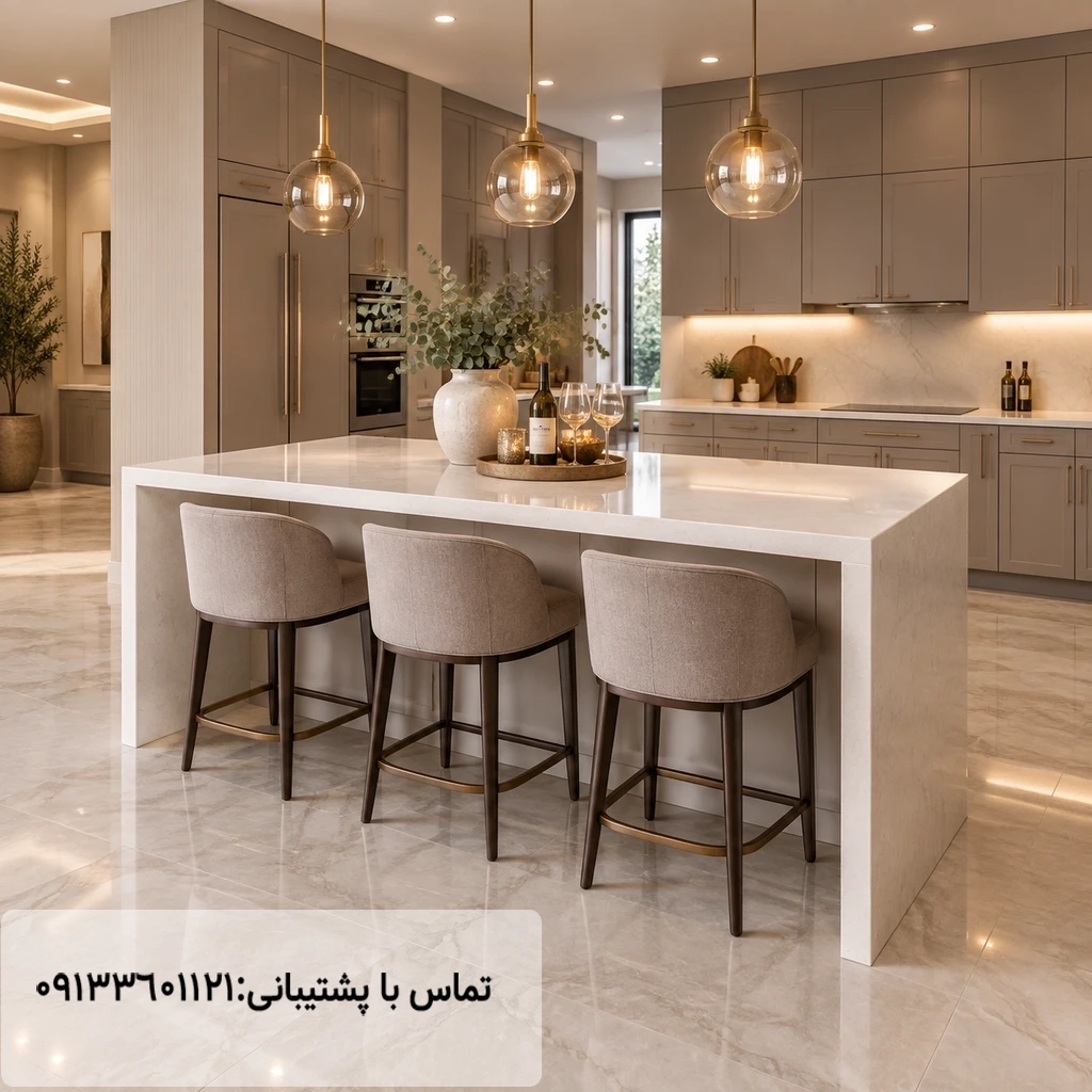 نمونه کار صفحه کابینت کوارتز توتم رولینگ استون کد:6126 مهراز استون