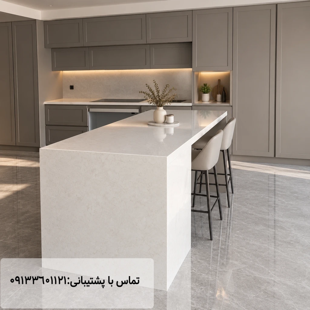 نمونه کار صفحه کابینت کوارتز توتم رولینگ استون کد:6126 مهراز استون